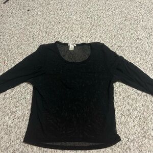Bozzolo Black Scoop Neck Long Sleeve Top